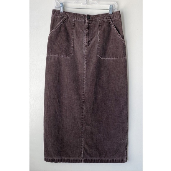 Vintage Dockers Brown Corduroy Midi Skirt 8 - Picture 1 of 9